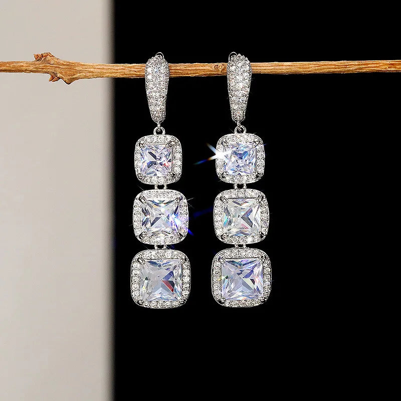 Princess Cubic Zirconia Drop Earrings