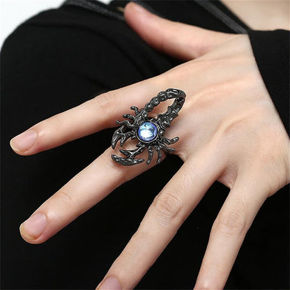 adjustable fit punk scorpion zircon charm adjustable ring