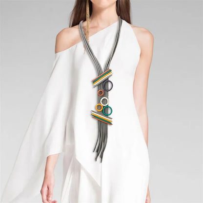 Bohemian Ethnic Women Rubber Long Tassel Necklace