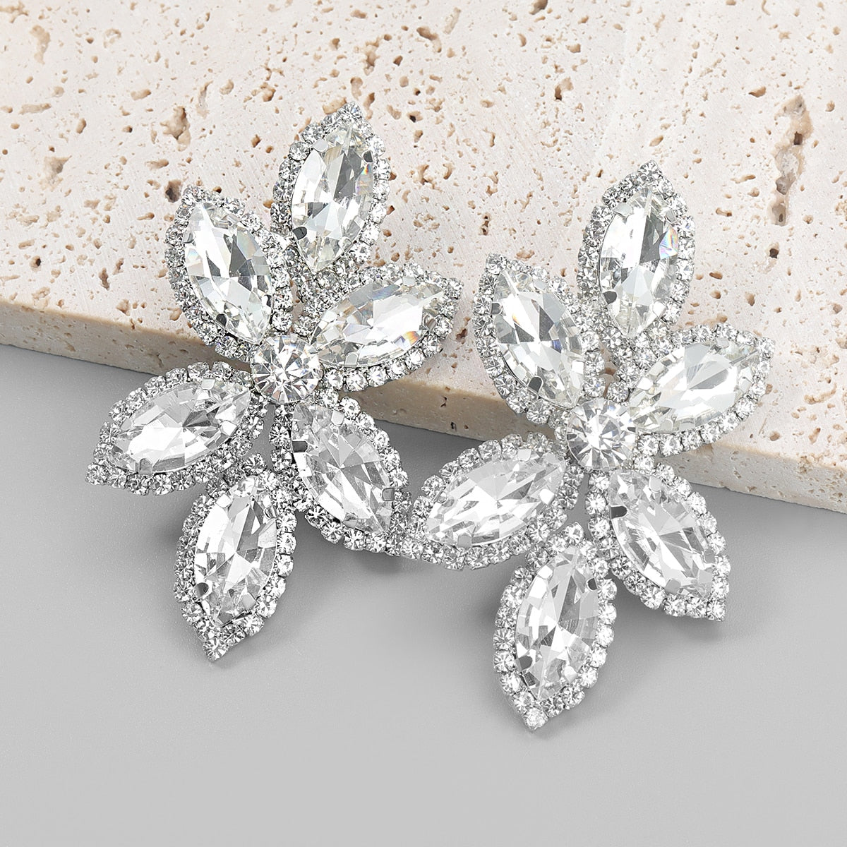 stunning crystal flower shaped earrings