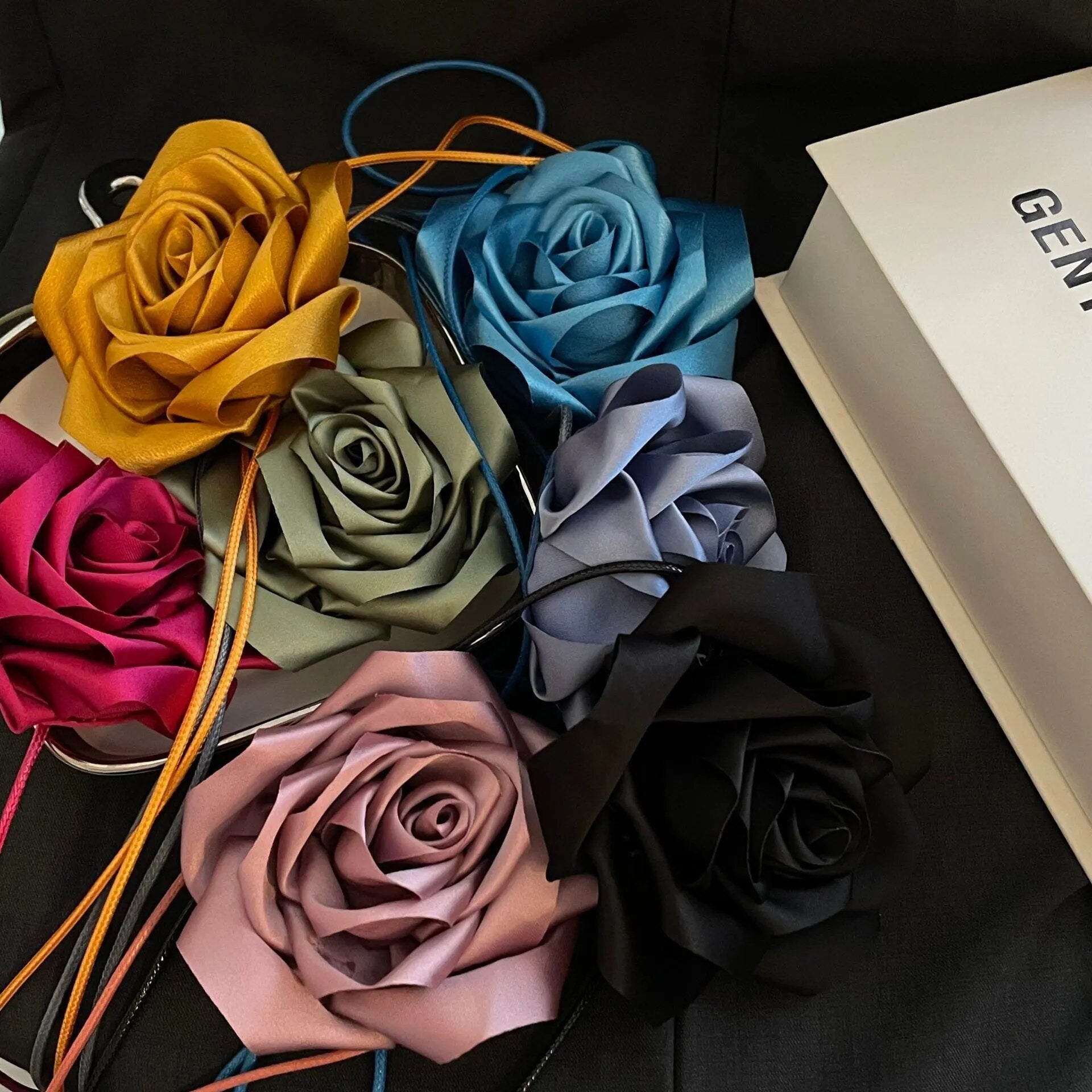 Trendy Satin Flower Neck Chain Necklace Choker