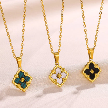 Stainless Steel Luck Clover Pendant Necklace