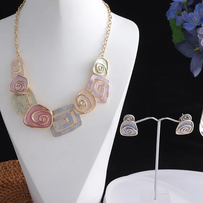 Fashion Chunky Colorful Enamel Collar Necklace Earrings