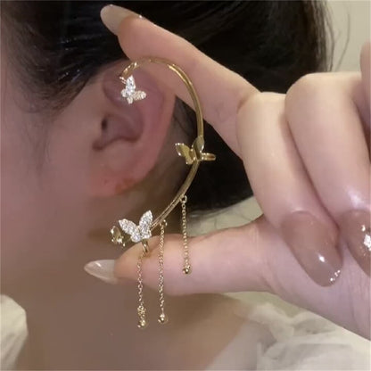 Zircon Butterfly Clip-On Ear Cuffs with Cubic Zirconia