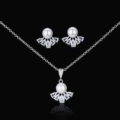 cubic zirconia jewelry set luxury pearl