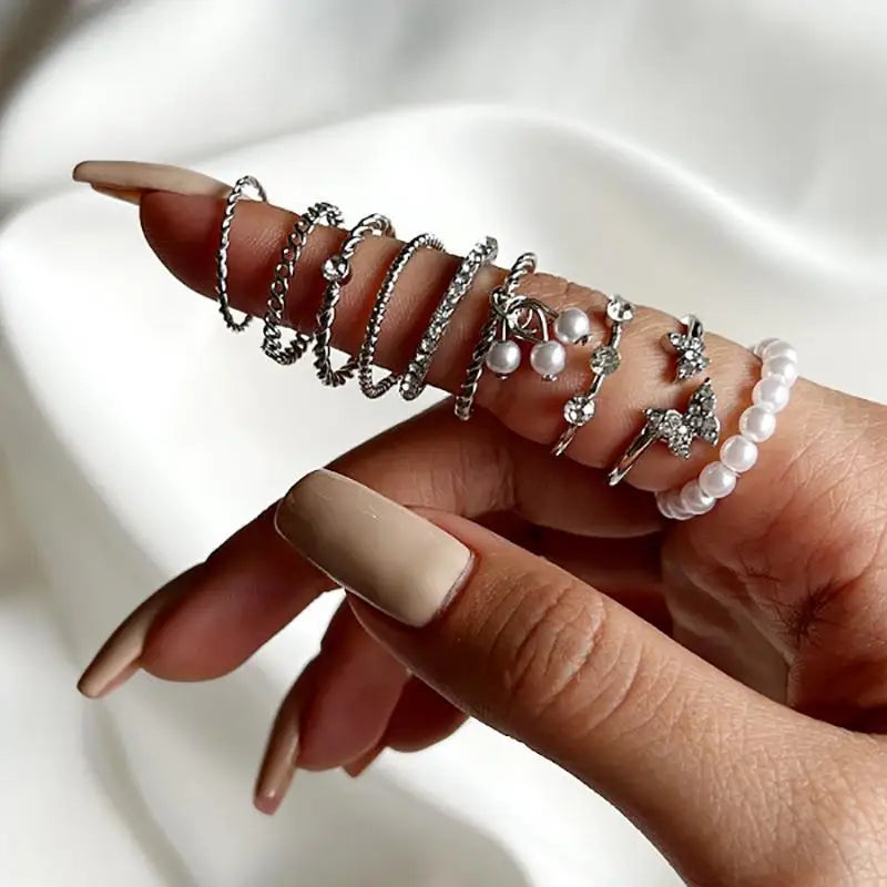 Butterfly Irregular Wave Knuckle Rings Set