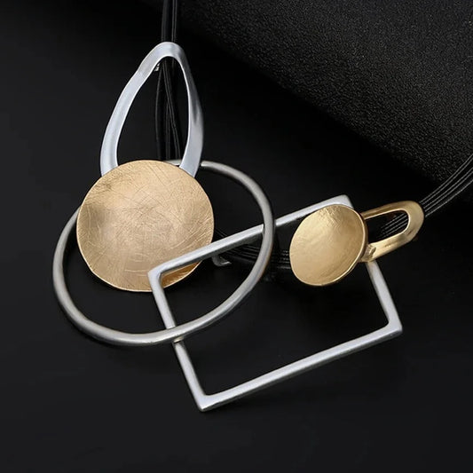 Geometric Minimal Suspension Pendant Choker Necklace