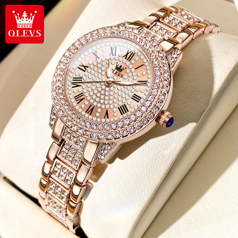 Quartz Dazzling Diamond Waterproof Luminous Luxury Wrist Watch