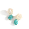 Load image into Gallery viewer, Elegant White Beads and Blue Stone Flower Drop Earrings