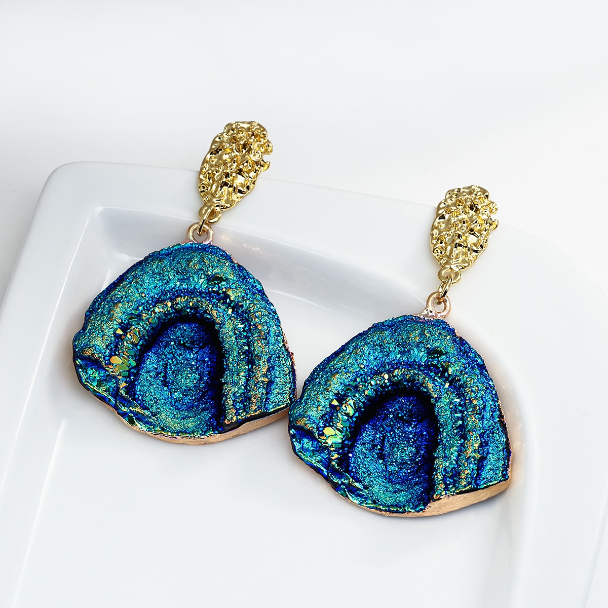 Vintage Abstract Simulated Stone Statement Earrings
