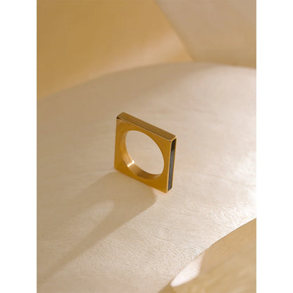 Elegant Stainless Steel Geometric Square Ring