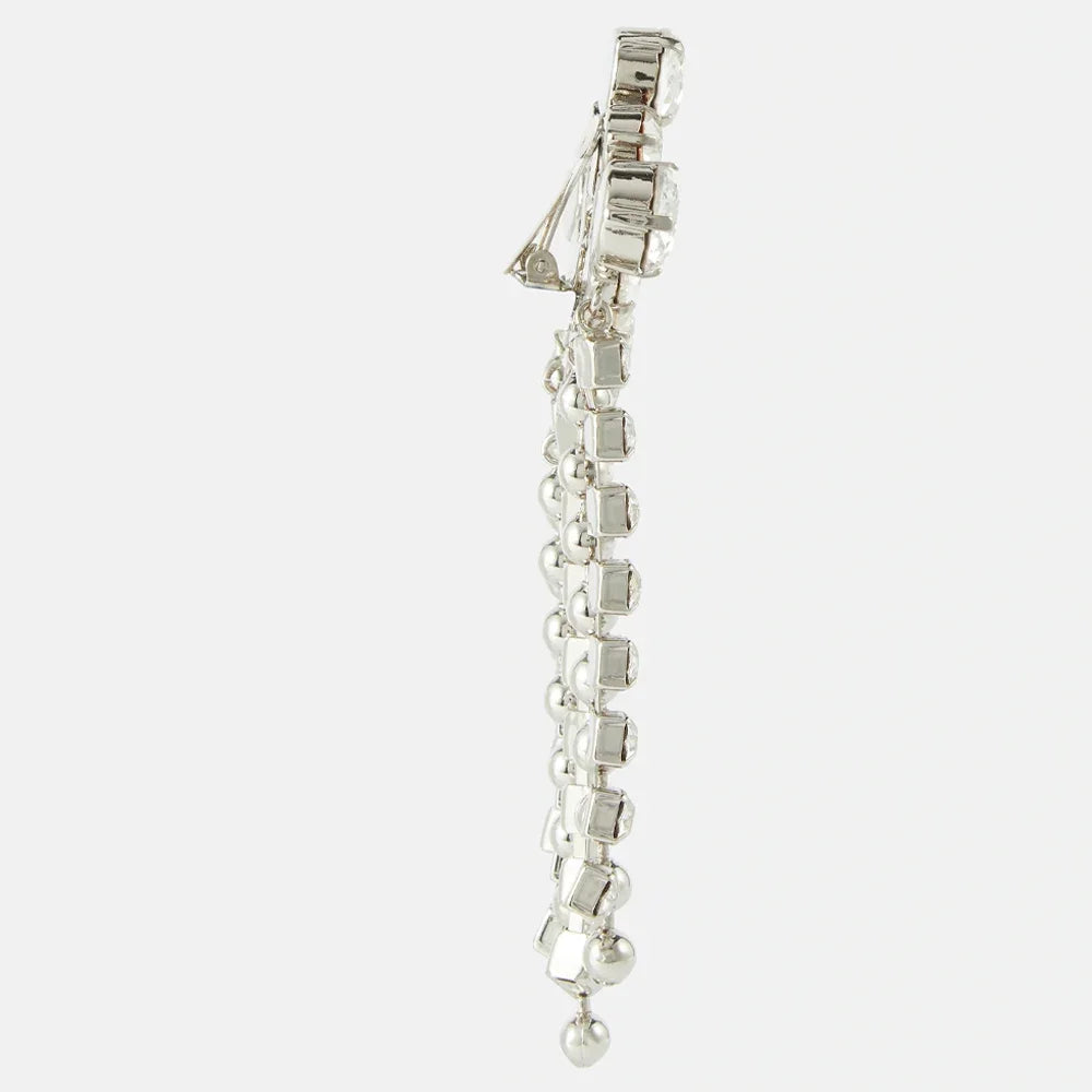 Elegant Crystal Tassel Clip Earrings for Women - No Piercing Required