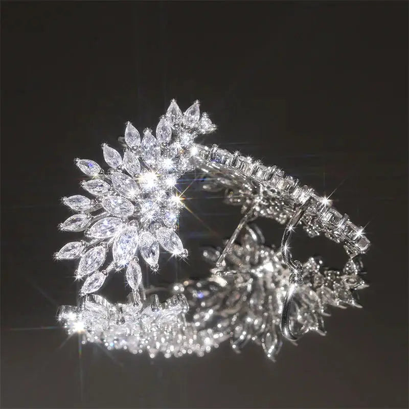 Marquise Vine Cubic Zirconia Ear Climbers – detail view 5