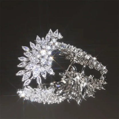 Marquise Vine Cubic Zirconia Ear Climbers – detail view 5