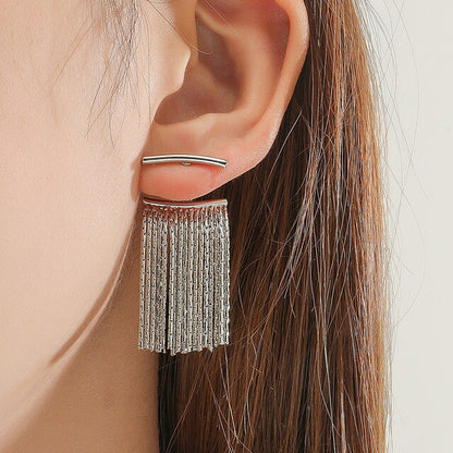 Golden Geometric Tassel Statement Earrings