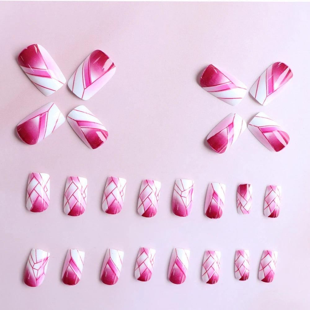 24Pcs Press On Short Square Acrylic Nails