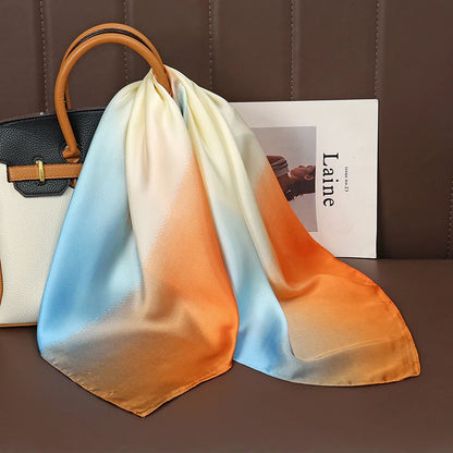Luxury Satin Silk Square Scarf for Women, Printed Fashion Wrap, Shawl, Neckerchief