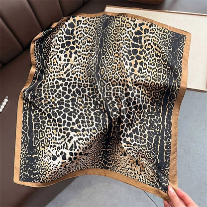Luxury Satin Silk Square Scarf for Women, Printed Fashion Wrap, Shawl, Neckerchief