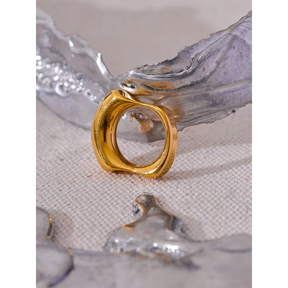 Geometric Gold Stainless Steel Ring