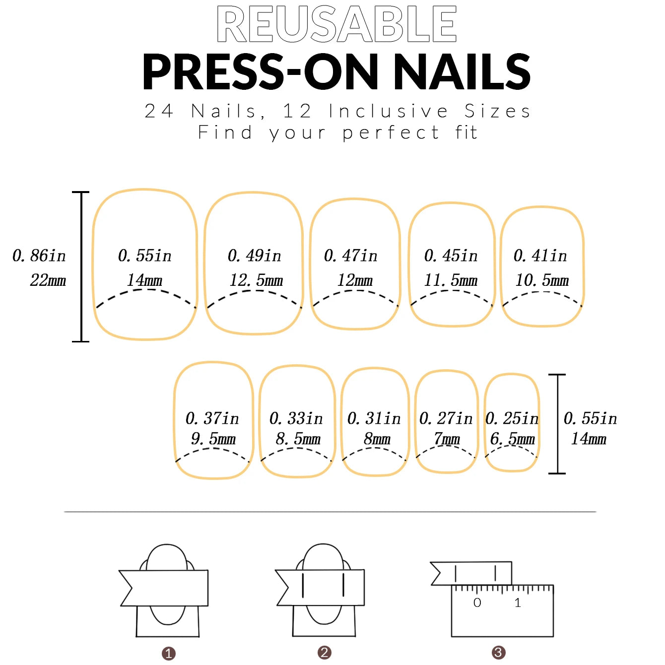 24Pcs Press On Short Square Acrylic Nails