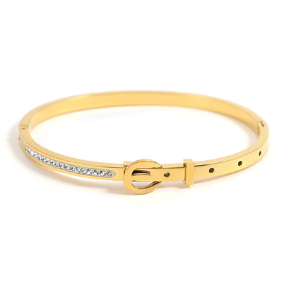 Chic Geometric Gold-Plated Stainless Steel Bangles
 Stackable Bangles High Fashion Bracelets
 Elevate your style with our trendy stackable bangles, designed with a geometric pattern and tension setting for a modern Glam DuchessGlam DuchessChic Geometric Gold-Plated Stainless Steel Bangles