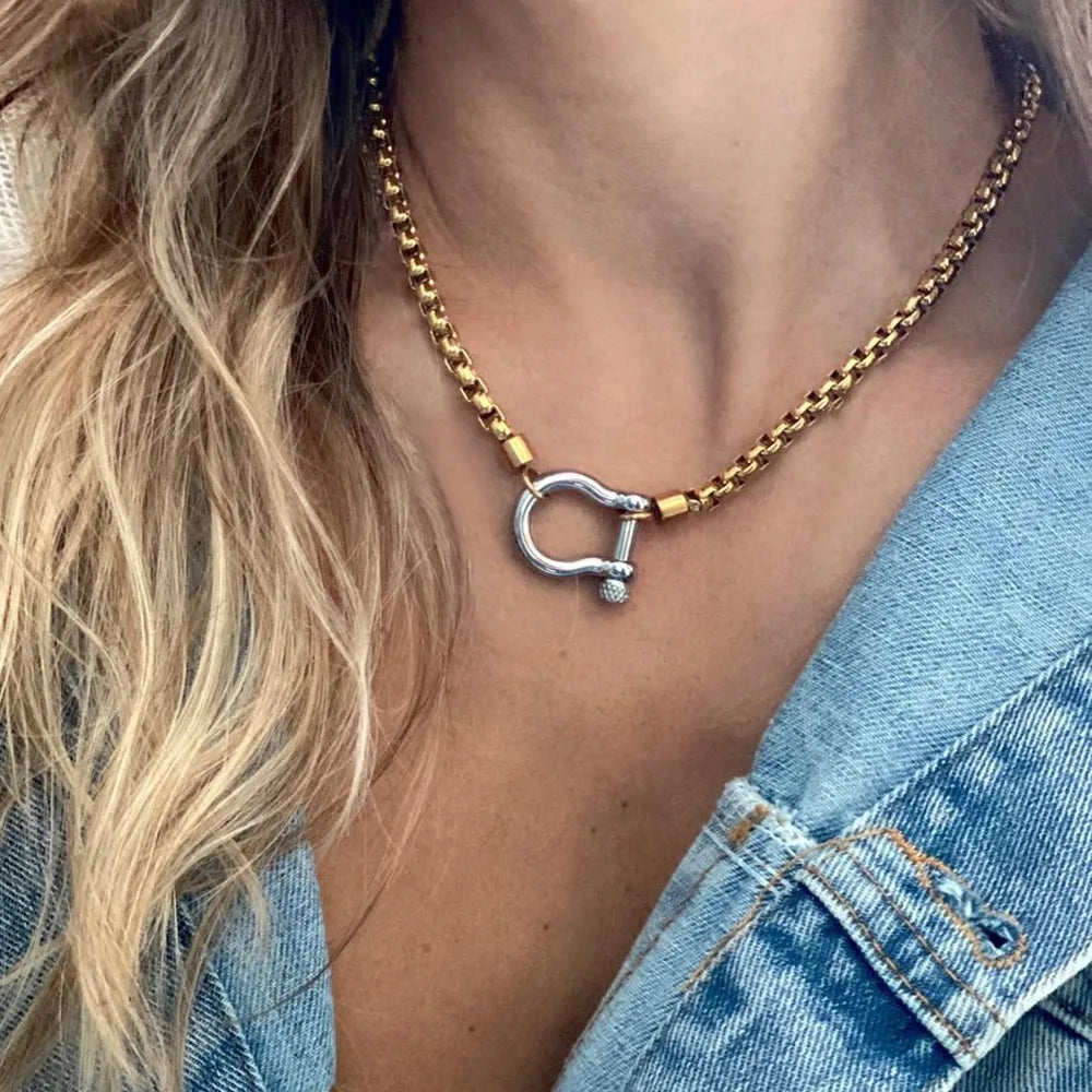 Unisex 316L Stainless Steel Gold Color Choker Necklace