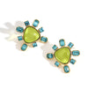 Load image into Gallery viewer, Geometric Crystal Flower Green Stud Earrings