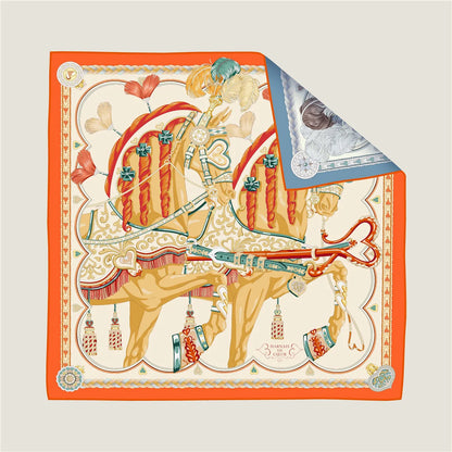Luxury Reversible Twill Silk Scarf – Women's Sunscreen Shawl, Hair Wrap, Neckerchief, and Bandana