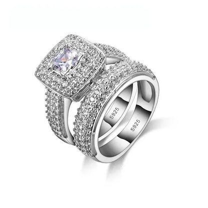 Cushion Halo Bridal Ring Set – Glam Duchess