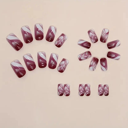 24Pcs Press On Short Square Acrylic Nails