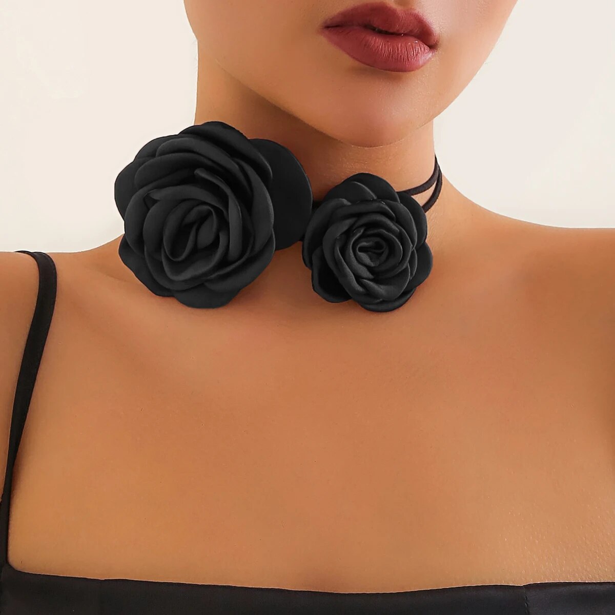 Romantic Rose and Bowknot Choker Necklace Set