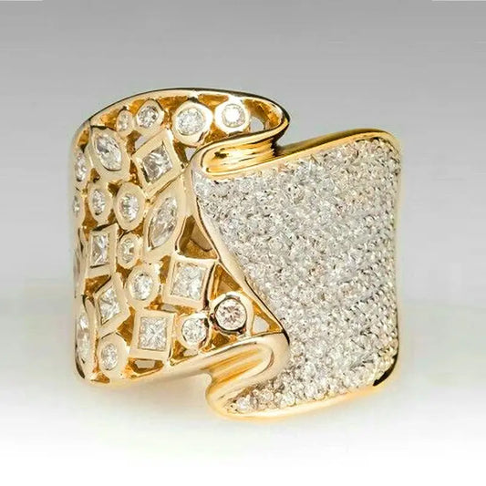 Celeste Two-Tone Pavé Statement Ring – Glam Duchess