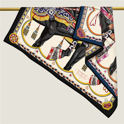 Luxury Reversible Twill Silk Scarf – Women's Sunscreen Shawl, Hair Wrap, Neckerchief, and Bandana