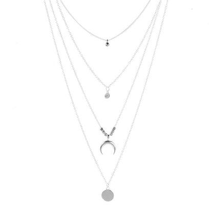 Crystal Zircon Heart Star Charm Layered Pendant Necklace Set