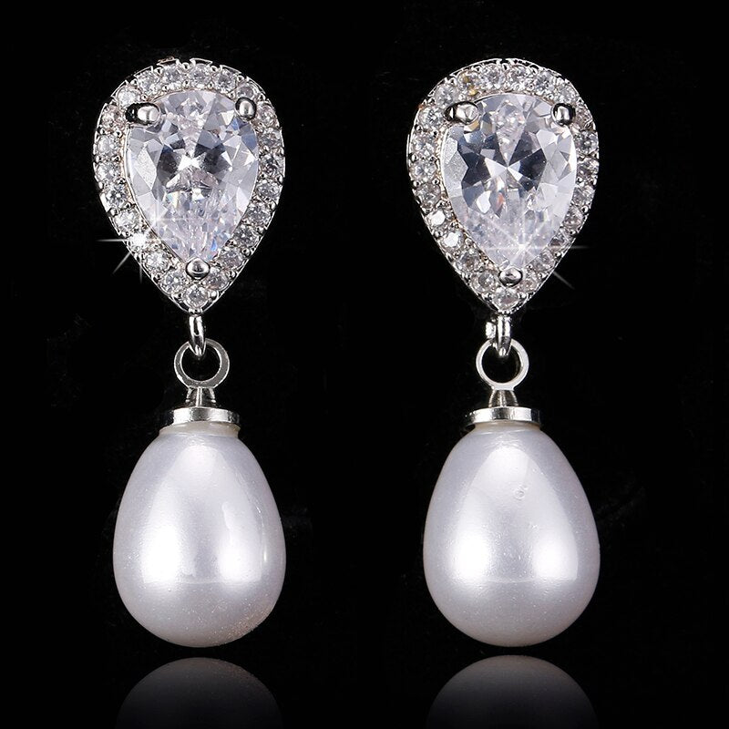 cubic zirconia jewelry set luxury pearl