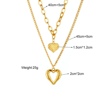 Gold Stainless Steel Heart Pendant Necklace