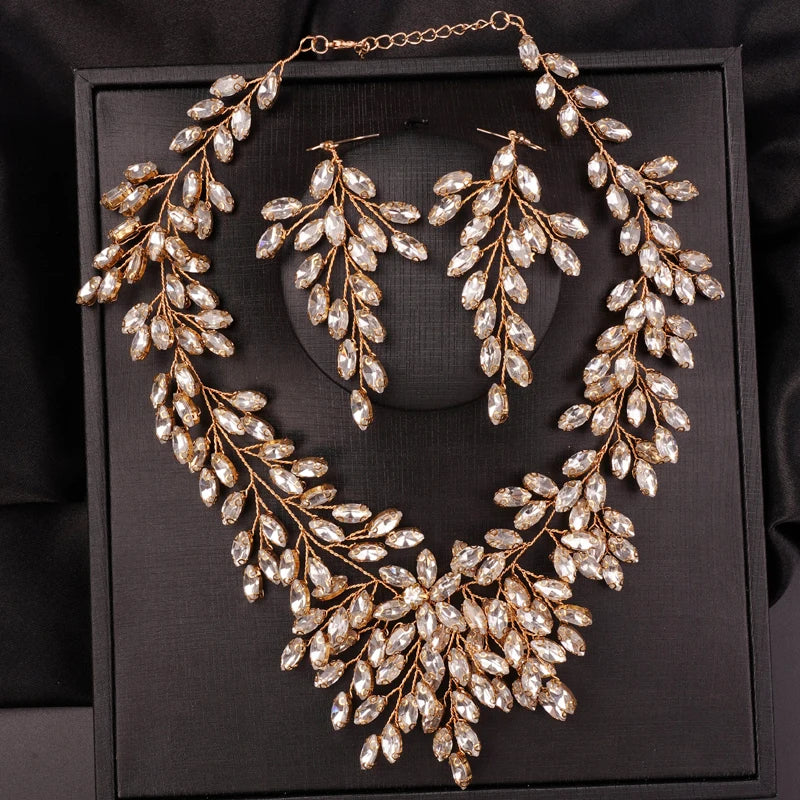 Luxurious Handcrafted Rhinestone Bridal Jewelry Set
