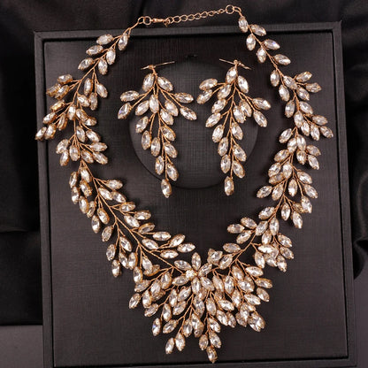 Luxurious Handcrafted Rhinestone Bridal Jewelry Set