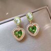 Emerald Geometric Zircon Drop Earrings