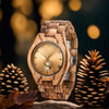 Wooden Quartz Watch with Simulated Diamond Dial for Women