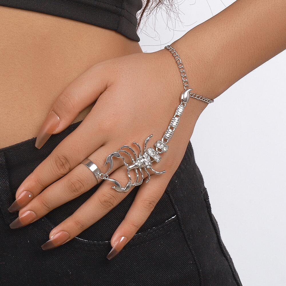 adjustable fit punk scorpion zircon charm adjustable ring