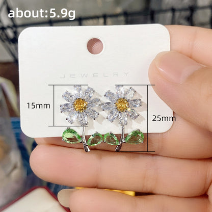 CZ Delicate Flower Stud Earrings