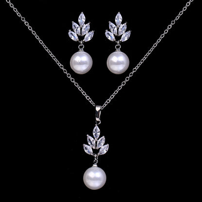 cubic zirconia jewelry set luxury pearl