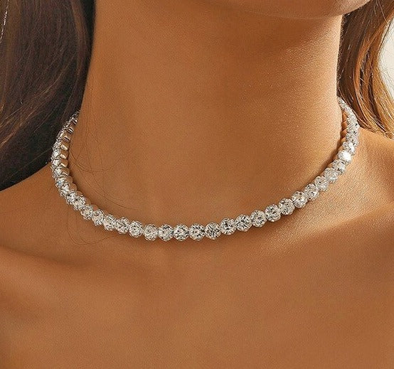 Exquisite Crystal-Embellished Layered Choker Necklace