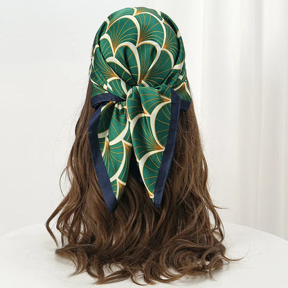 Luxury Satin Silk Square Scarf for Women, Printed Fashion Wrap, Shawl, Neckerchief
