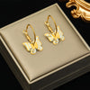 Phoenix Leopard Cross Pearl Stainless Steel Earrings