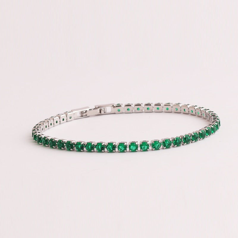 Adjustable Green Cubic Zirconia Tennis Bracelet in 18K Gold Plating