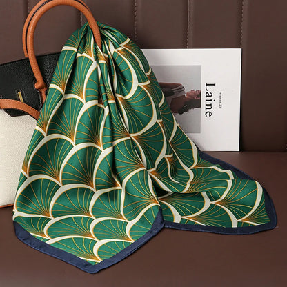 Luxury Satin Silk Square Scarf for Women, Printed Fashion Wrap, Shawl, Neckerchief