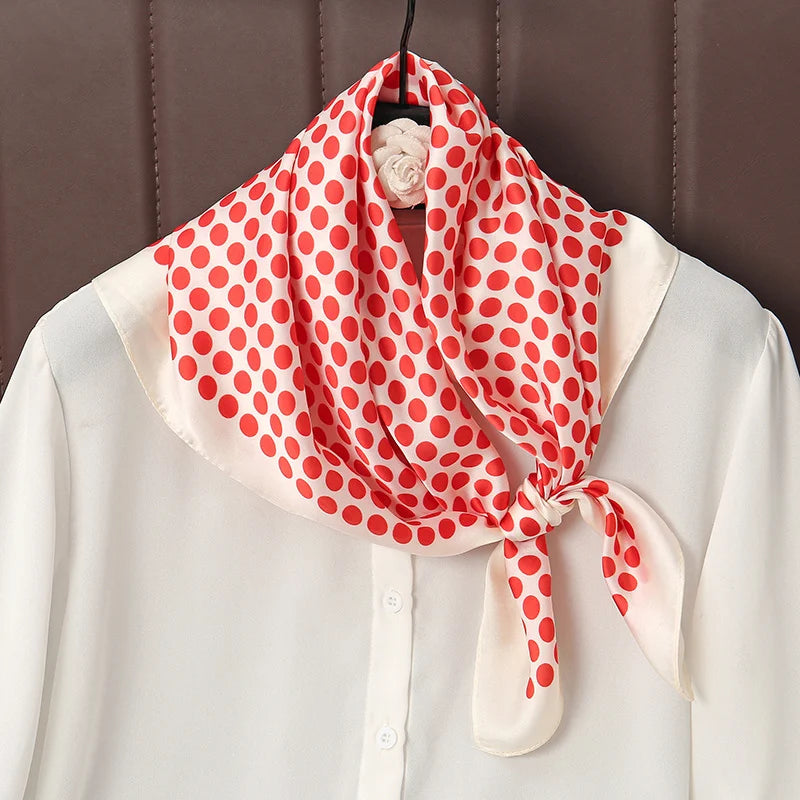 Luxury Satin Silk Square Scarf for Women, Printed Fashion Wrap, Shawl, Neckerchief