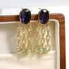 Load image into Gallery viewer, Exquisite Purple Crystal Tassel Earrings